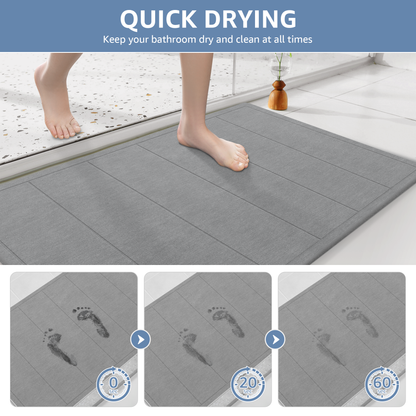 OTHWAY 32"x20" Large Diatomaceous Earth Bath Mat for Bathroom, Super Absorbent Quick-Dry Non-Slip Shower Mat, Natural Stone Bath Mat Easy to Clean