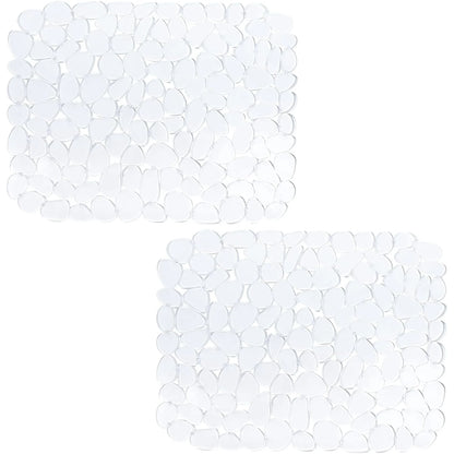 Bligli Non-Slip PVC Sink Mats (2-pack) – Pebble Design Protector for Stainless Steel/Porcelain, Dish Drying & Kitchen Liner, 15.7"x11.8"
