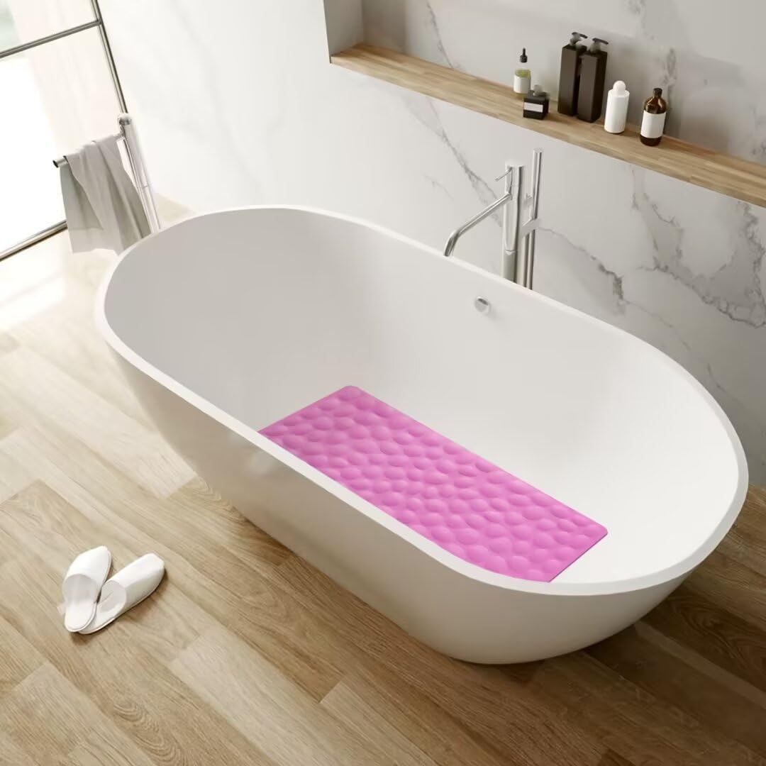 Non-Slip Bathtub Mat OTHWAY Soft Rubber Bathroom Bathmat with Strong Suction Cups