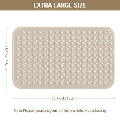 Yolife Extra Large Shower Mat 18.9x30.7" - TPE Non-Slip Bath Mat w/Suction Cups & Drain Holes, Heavy Duty for Shower Stall, Odor-Free