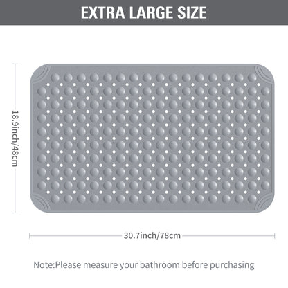 Yolife Extra Large Shower Mat 18.9x30.7" - TPE Non-Slip Bath Mat w/Suction Cups & Drain Holes, Heavy Duty for Shower Stall, Odor-Free