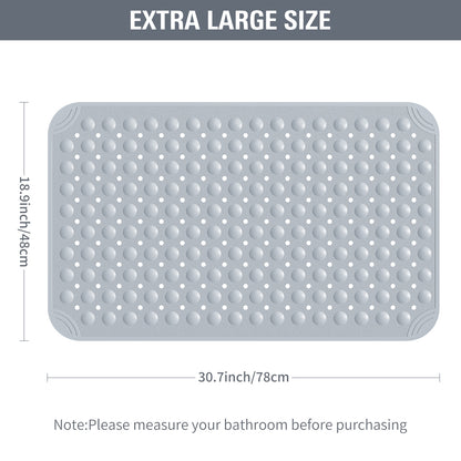 Yolife Extra Large Shower Mat 18.9x30.7" - TPE Non-Slip Bath Mat w/Suction Cups & Drain Holes, Heavy Duty for Shower Stall, Odor-Free