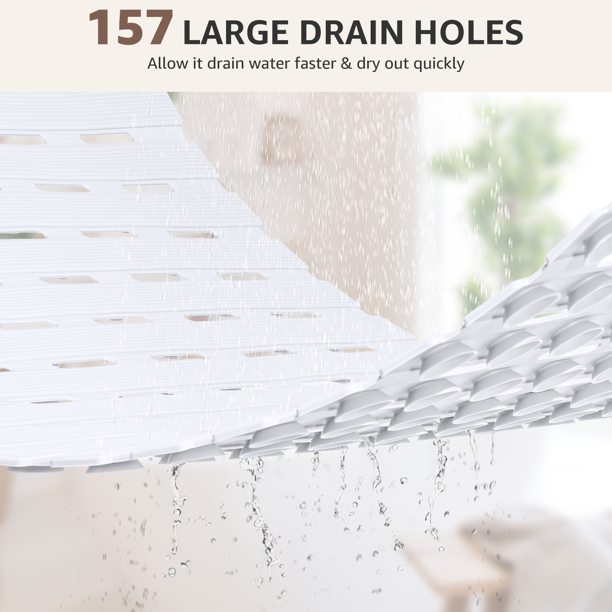OTHWAY Non Slip Shower Mat for Tub & Inside Shower,36.6" x 16.9" Soft TPE Bath Mat with Suction Cups,Easy to Cut Shower Floor Mat,Machine Washable Bathtub Mats
