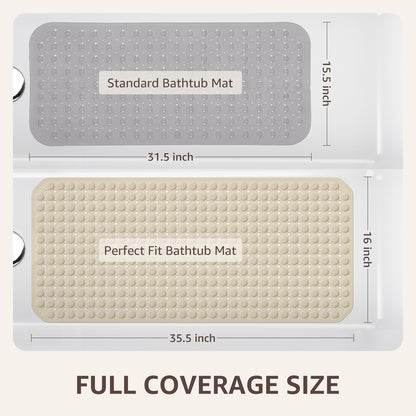 OTHWAY Non Slip Bath Tub Shower Mat with Suction Cups, Drain Holes, Bathtub Floor Liner Mats for Inside Shower Bathroom, Machine Washable, Soft on Feet, 35x16 Inch