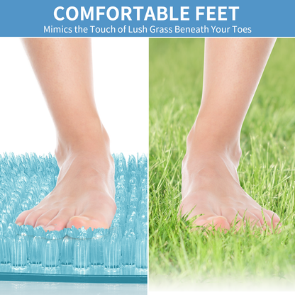 Yolife Non-Slip Grass Bath Mat with Strong Suction Cups, 25.6"x13.4" Quick-Drain Shower Floor Mat for Foot Scrubbing & Massage