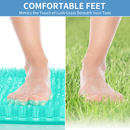 Yolife Non-Slip Grass Bath Mat with Strong Suction Cups, 25.6"x13.4" Quick-Drain Shower Floor Mat for Foot Scrubbing & Massage