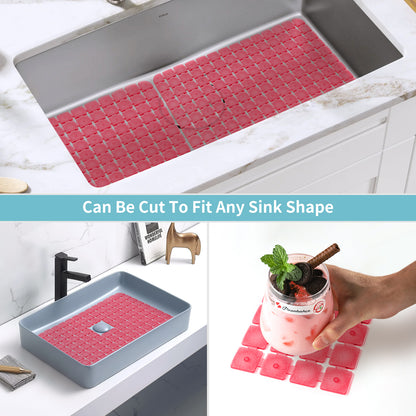 OTHWAY 2-Pack Square Sink Mats,Non-Slip Sink Mats for Kitchen, Quick-Dry Dish Drying Pad & Cabinet Protector, Flexible PVC Sink Grid Liner for Stainless Steel/Ceramic Sinks, 15.7"x11.8"