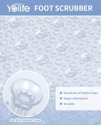 Yolife Shower Foot Scrubber Mat,Anti-Slip Bath Mat with Scrub Bristles & Strong Suction Cups to Soothe Achy Feet