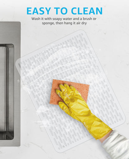 Bligli 15.7x11.8inch Kitchen Sink Mat, PVC Eco-Friendly Bottom Protector with Fast Drain & Anti-Slip