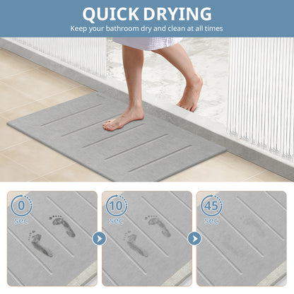 Yolife 32"x 20" Diatomite Bath Mat, Super Absorbent Quick-Dry Stone Bathroom Floor Mat, Non-Slip Natural Diatomaceous Earth Shower Rug, Large Bath Pad for Bathroom, Kitchen, Entryway, Easy to Clean