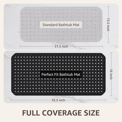 OTHWAY Non Slip Bath Tub Shower Mat with Suction Cups, Drain Holes, Bathtub Floor Liner Mats for Inside Shower Bathroom, Machine Washable, Soft on Feet, 35x16 Inch