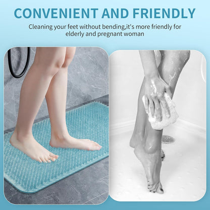 Yolife Shower Foot Scrubber Mat,Anti-Slip Bath Mat with Scrub Bristles & Strong Suction Cups to Soothe Achy Feet