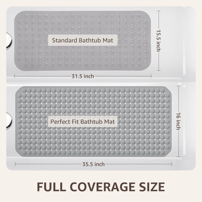 OTHWAY Non Slip Bath Tub Shower Mat with Suction Cups, Drain Holes, Bathtub Floor Liner Mats for Inside Shower Bathroom, Machine Washable, Soft on Feet, 35x16 Inch