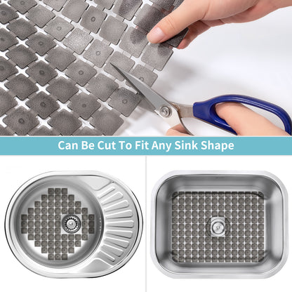 OTHWAY 2-Pack Square Sink Mats,Non-Slip Sink Mats for Kitchen, Quick-Dry Dish Drying Pad & Cabinet Protector, Flexible PVC Sink Grid Liner for Stainless Steel/Ceramic Sinks, 15.7"x11.8"