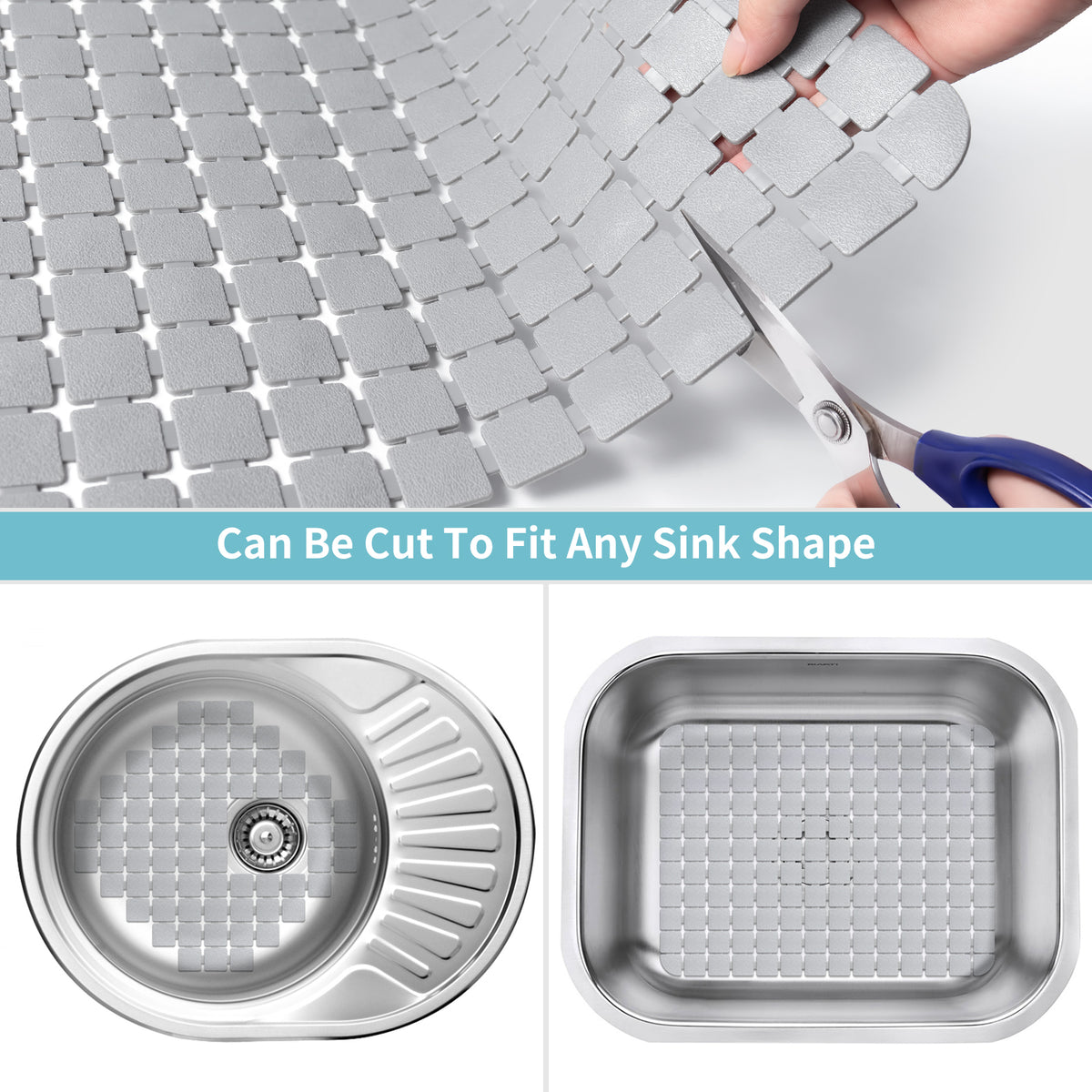 OTHWAY 2-Pack Square Sink Mats,Non-Slip Sink Mats for Kitchen, Quick-Dry Dish Drying Pad & Cabinet Protector, Flexible PVC Sink Grid Liner for Stainless Steel/Ceramic Sinks, 15.7"x11.8"