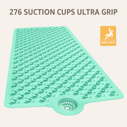OTHWAY Non-Slip Bath Mat for Tub with Hair Catcher, 39"x17" Long Shower Mat, Large Drain Holes, Machine Washable Gripper Tub Mat
