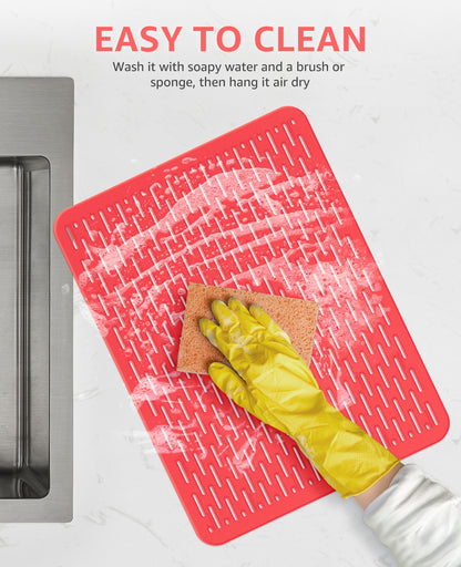Bligli 15.7x11.8inch Kitchen Sink Mat, PVC Eco-Friendly Bottom Protector with Fast Drain & Anti-Slip