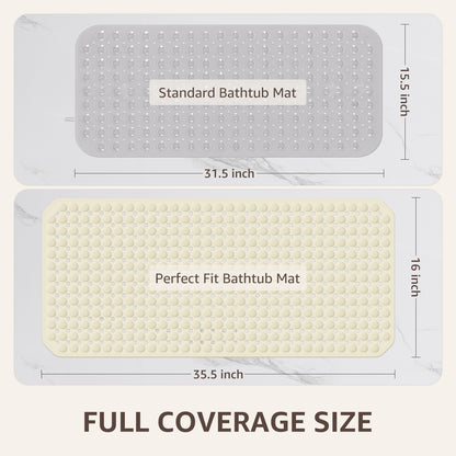 OTHWAY Non Slip Bath Tub Shower Mat with Suction Cups, Drain Holes, Bathtub Floor Liner Mats for Inside Shower Bathroom, Machine Washable, Soft on Feet, 35x16 Inch