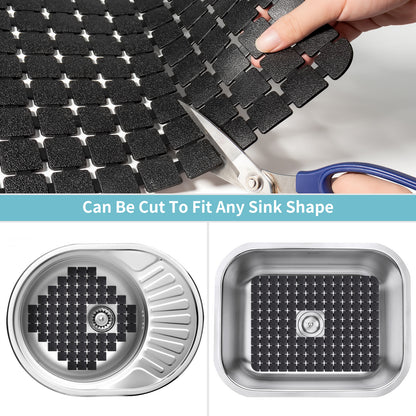 OTHWAY 2-Pack Square Sink Mats,Non-Slip Sink Mats for Kitchen, Quick-Dry Dish Drying Pad & Cabinet Protector, Flexible PVC Sink Grid Liner for Stainless Steel/Ceramic Sinks, 15.7"x11.8"
