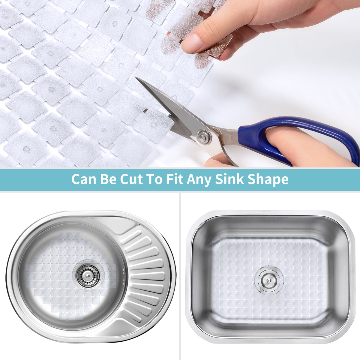 OTHWAY 2-Pack Square Sink Mats,Non-Slip Sink Mats for Kitchen, Quick-Dry Dish Drying Pad & Cabinet Protector, Flexible PVC Sink Grid Liner for Stainless Steel/Ceramic Sinks, 15.7"x11.8"