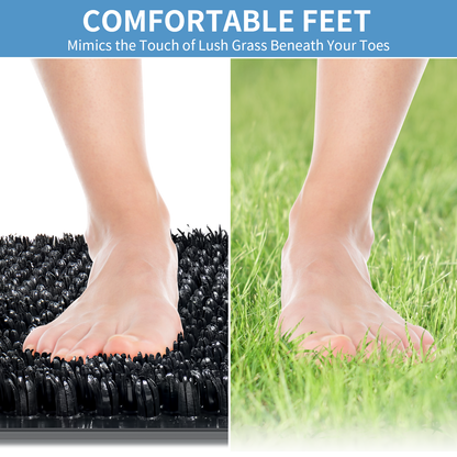 Yolife Non-Slip Grass Bath Mat with Strong Suction Cups, 25.6"x13.4" Quick-Drain Shower Floor Mat for Foot Scrubbing & Massage