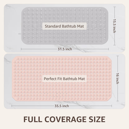 OTHWAY Non Slip Bath Tub Shower Mat with Suction Cups, Drain Holes, Bathtub Floor Liner Mats for Inside Shower Bathroom, Machine Washable, Soft on Feet, 35x16 Inch