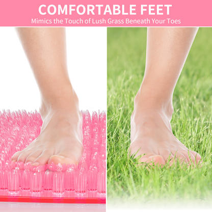 Yolife Non-Slip Grass Bath Mat with Strong Suction Cups, 25.6"x13.4" Quick-Drain Shower Floor Mat for Foot Scrubbing & Massage