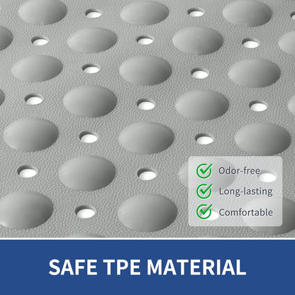 OTHWAY Extra Large Shower Mat 47"x 32", TPE Non Slip Shower Mat for Shower Stall, Inside Walk in Shower Mats with Drain Holes Suction Cups, Anti-Slip for Elderly Kids (Dark Grey)