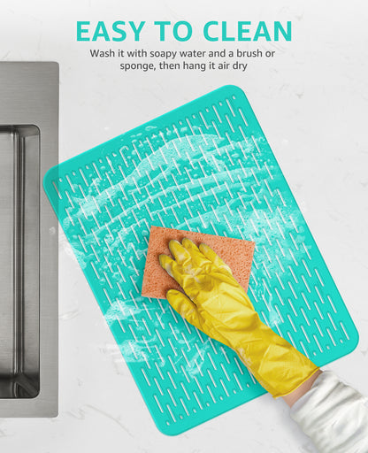 Bligli 15.7x11.8inch Kitchen Sink Mat, PVC Eco-Friendly Bottom Protector with Fast Drain & Anti-Slip