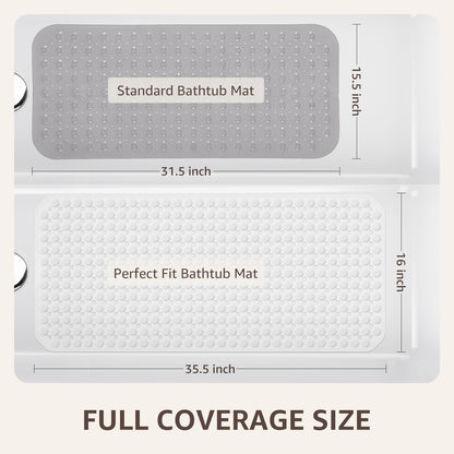 OTHWAY Non Slip Bath Tub Shower Mat with Suction Cups, Drain Holes, Bathtub Floor Liner Mats for Inside Shower Bathroom, Machine Washable, Soft on Feet, 35x16 Inch