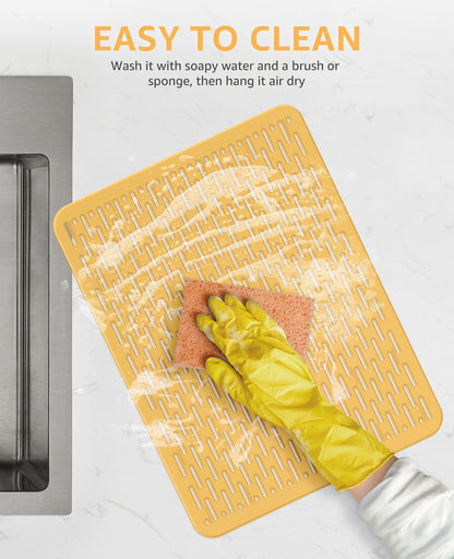 Bligli 15.7x11.8inch Kitchen Sink Mat, PVC Eco-Friendly Bottom Protector with Fast Drain & Anti-Slip