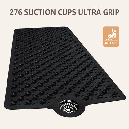 OTHWAY Non-Slip Bath Mat for Tub with Hair Catcher, 39"x17" Long Shower Mat, Large Drain Holes, Machine Washable Gripper Tub Mat