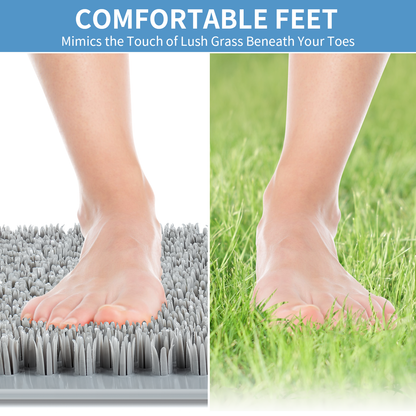 Yolife Non-Slip Grass Bath Mat with Strong Suction Cups, 27.5" x 15.7" Quick-Drain Shower Floor Mat for Foot Scrubbing & Massage