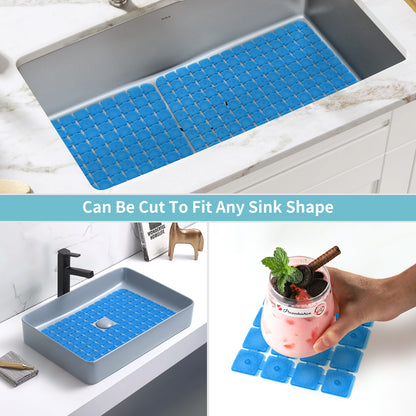 OTHWAY 2-Pack Square Sink Mats,Non-Slip Sink Mats for Kitchen, Quick-Dry Dish Drying Pad & Cabinet Protector, Flexible PVC Sink Grid Liner for Stainless Steel/Ceramic Sinks, 15.7"x11.8"