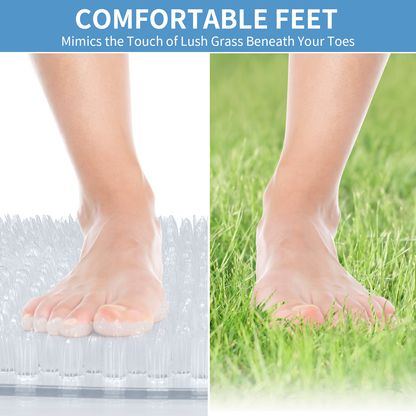 Yolife Non-Slip Grass Bath Mat with Strong Suction Cups, 27.5" x 15.7" Quick-Drain Shower Floor Mat for Foot Scrubbing & Massage