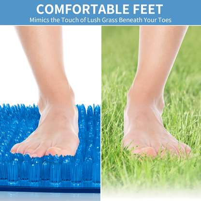 Yolife Non-Slip Grass Bath Mat with Strong Suction Cups, 25.6"x13.4" Quick-Drain Shower Floor Mat for Foot Scrubbing & Massage