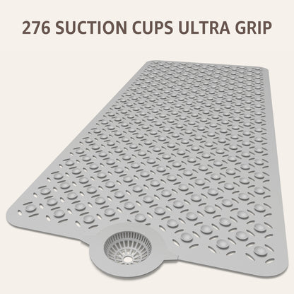 OTHWAY Non-Slip Bath Mat for Tub with Hair Catcher, 39"x17" Long Shower Mat, Large Drain Holes, Machine Washable Gripper Tub Mat