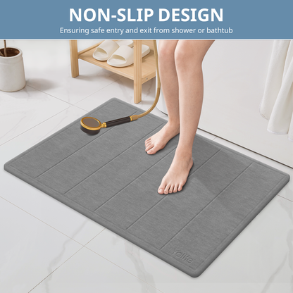 Yolife 32"x 20" Diatomite Bath Mat, Super Absorbent Quick-Dry Stone Bathroom Floor Mat, Non-Slip Natural Diatomaceous Earth Shower Rug, Large Bath Pad for Bathroom, Kitchen, Entryway, Easy to Clean