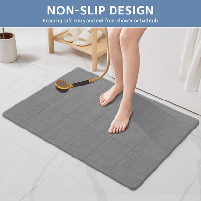 OTHWAY 32"x20" Large Diatomaceous Earth Bath Mat for Bathroom, Super Absorbent Quick-Dry Non-Slip Shower Mat, Natural Stone Bath Mat Easy to Clean