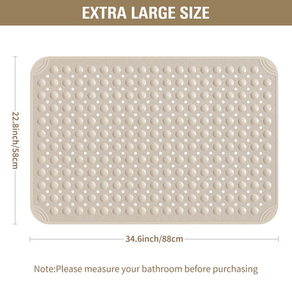 Yolife Extra Large Shower Mat 22.8x34.6" - TPE Non-Slip Bath Mat w/Suction Cups & Drain Holes, Heavy Duty for Shower Stall, Odor-Free