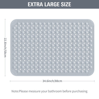 Yolife Extra Large Shower Mat 22.8x34.6" - TPE Non-Slip Bath Mat w/Suction Cups & Drain Holes, Heavy Duty for Shower Stall, Odor-Free