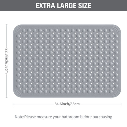 Yolife Extra Large Shower Mat 22.8x34.6" - TPE Non-Slip Bath Mat w/Suction Cups & Drain Holes, Heavy Duty for Shower Stall, Odor-Free