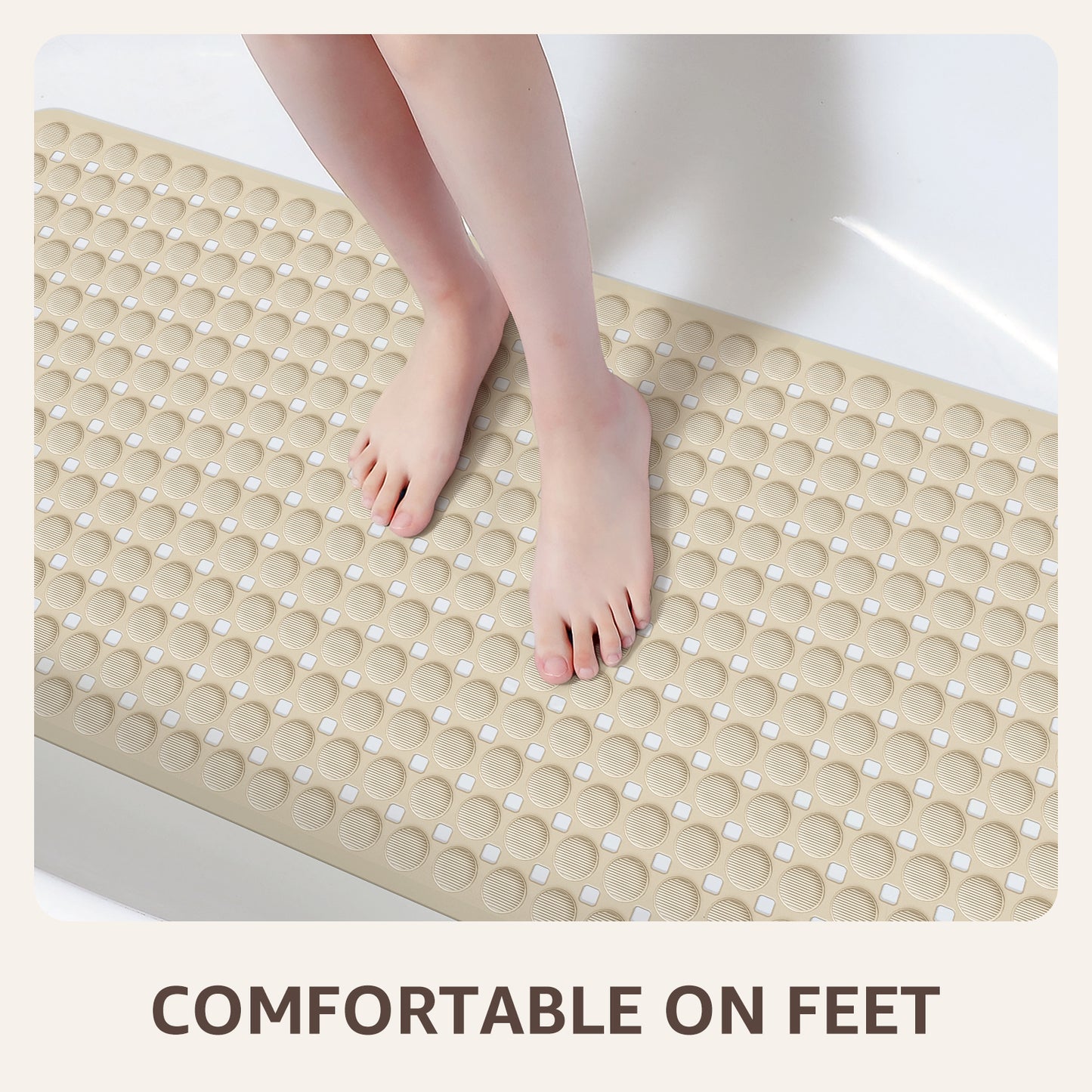 OTHWAY Non Slip Bath Tub Shower Mat with Suction Cups, Drain Holes, Bathtub Floor Liner Mats for Inside Shower Bathroom, Machine Washable, Soft on Feet, 35x16 Inch