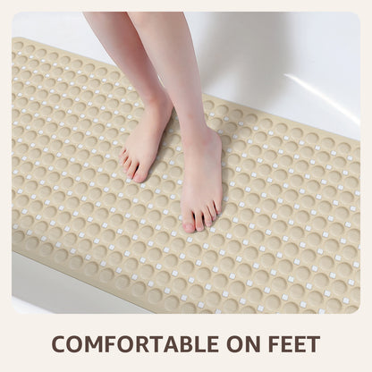OTHWAY Non Slip Bath Tub Shower Mat with Suction Cups, Drain Holes, Bathtub Floor Liner Mats for Inside Shower Bathroom, Machine Washable, Soft on Feet, 35x16 Inch