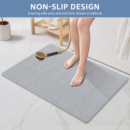 OTHWAY 32"x20" Large Diatomaceous Earth Bath Mat for Bathroom, Super Absorbent Quick-Dry Non-Slip Shower Mat, Natural Stone Bath Mat Easy to Clean