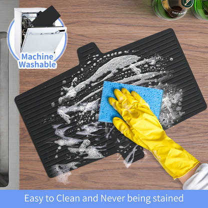 OTHWAY 12.8"x17.6" Silicone Sink Divider Mat, Large Sink Saddle & Protector for Divided Sink, No Suction Cups, Easy to Clean, Dish Drying Rack for Glassware and Dishes