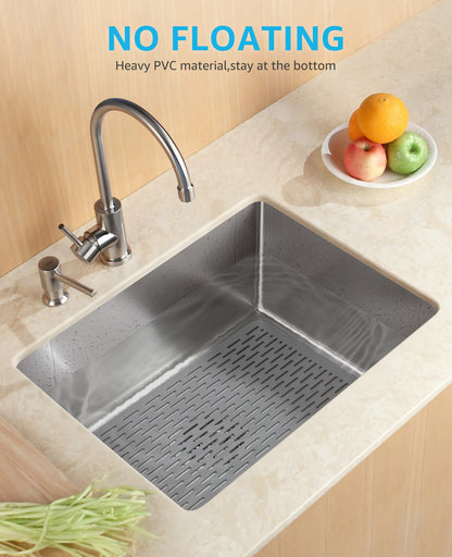 Bligli 15.7x11.8inch Kitchen Sink Mat, PVC Eco-Friendly Bottom Protector with Fast Drain & Anti-Slip