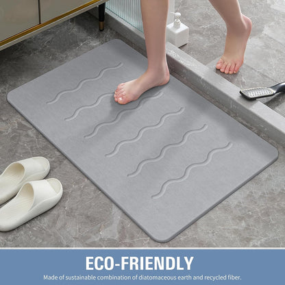 OTHWAY 32"x 20" Stone Bath Mat Large, Diatomaceous Earth Bath Mat for Bathroom Quick Drying Absorbing, Long Non-Slip Diatomite Hard Stone Shower Mat Instant Dry