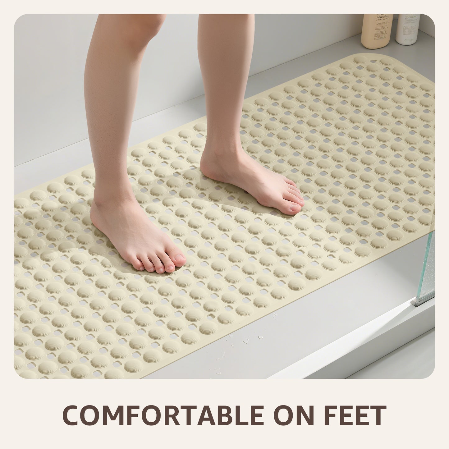 OTHWAY Non Slip Bath Tub Shower Mat with Suction Cups, Drain Holes, Bathtub Floor Liner Mats for Inside Shower Bathroom, Machine Washable, Soft on Feet, 35x16 Inch