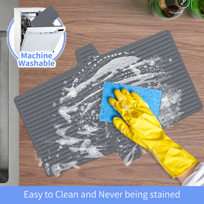 OTHWAY 12.8"x17.6" Silicone Sink Divider Mat, Large Sink Saddle & Protector for Divided Sink, No Suction Cups, Easy to Clean, Dish Drying Rack for Glassware and Dishes